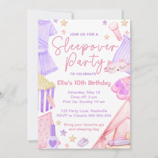 Sleepover Slumber Party Birthday Invitation 