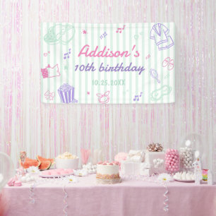 Sleepover Slumber Party Cute Girl Birthday  Banner