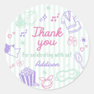 Sleepover Slumber Party Cute Girl Birthday Classic Round Sticker