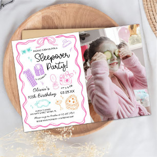 Sleepover Slumber Party Cute Girl Birthday Photo Invitation