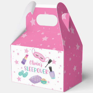 Sleepover slumber party pink purple tween favor box