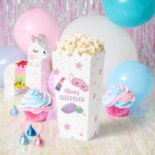 Sleepover slumber party pink purple tween favor box