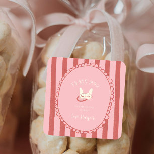 sleepover slumber party thank you favor square sticker