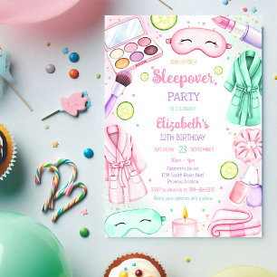 Sleepover Spa Party Slumber Pamper Birthday  Invitation