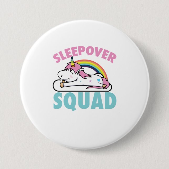 Sleepover Squad Rainbow Magical Overnight Un 3 Inch Round Button (Front)