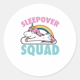Sleepover Squad Rainbow Magical Overnight Un Classic Round Sticker