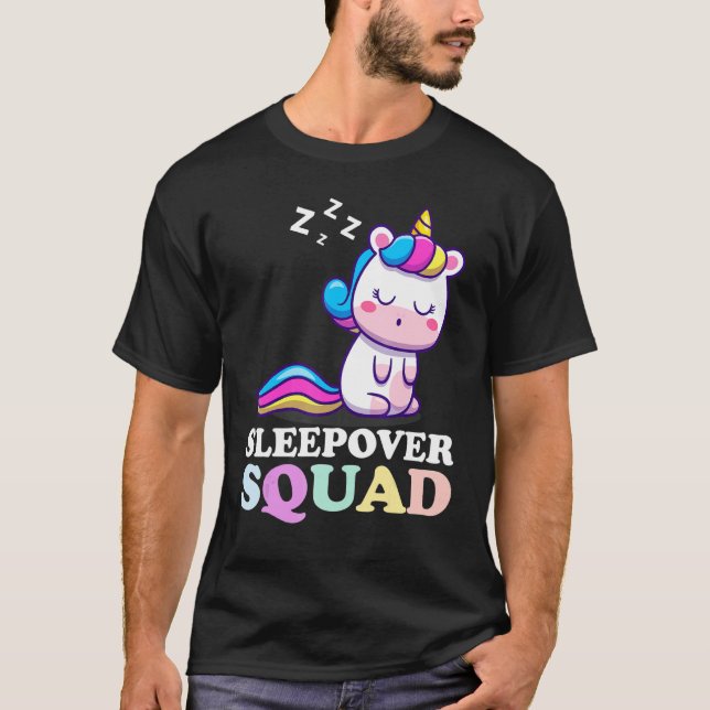 Sleepover Squad Slumber Party Squad Pajama Unicorn T-Shirt (Front)