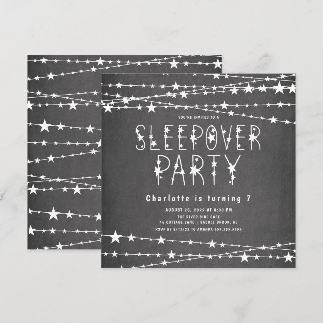 Sleepover Stars Birthday Party Invitation (Front/Back)