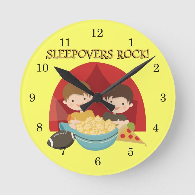 Sleepovers Rock Round Clock (Front)