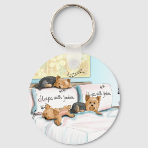 Sleeps with Yorkies by Catia Cho Keychain