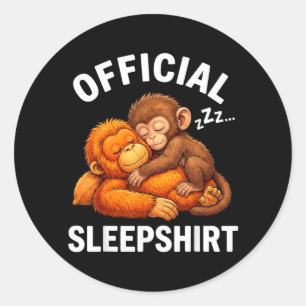 Sleepshirt Animal Cute Punch Monkey Plush Hugging Classic Round Sticker