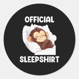 Sleepshirt Cute Sleeng Monkey Animal Lover Pajama  Classic Round Sticker