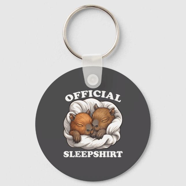 Sleepshirt Funny Capybara Nigh Capybara Lover  Keychain (Front)