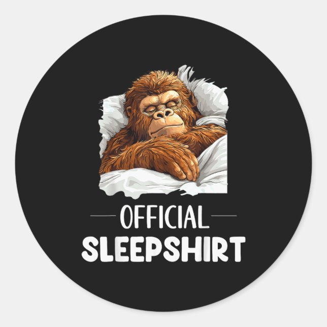 Sleepshirt Sleeng Bigfoot Sasquatch Lovers Pajama  Classic Round Sticker (Front)