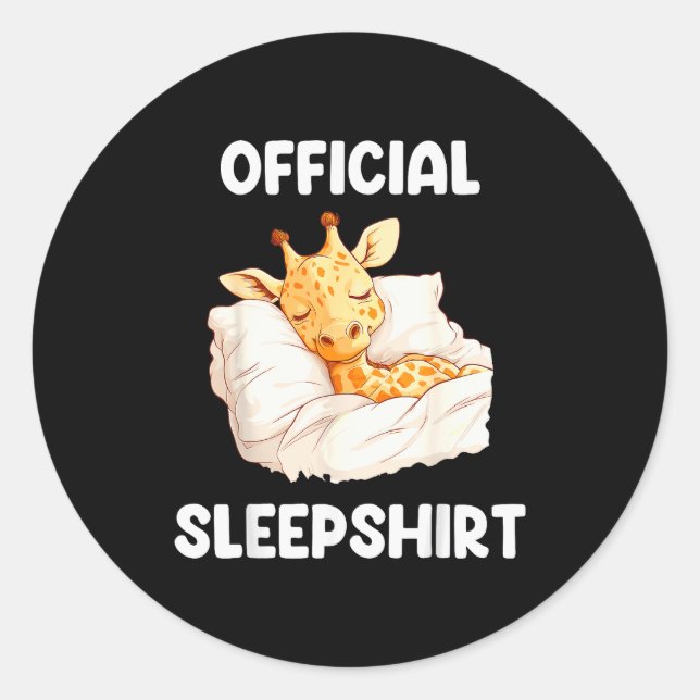 Sleepshirt Sleeng Giraffe Animal Lovers Pajama  Classic Round Sticker (Front)