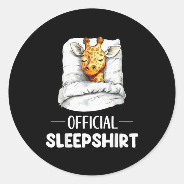 Sleepshirt Sleeng Giraffe Animal Lovers Pajama  Classic Round Sticker (Front)