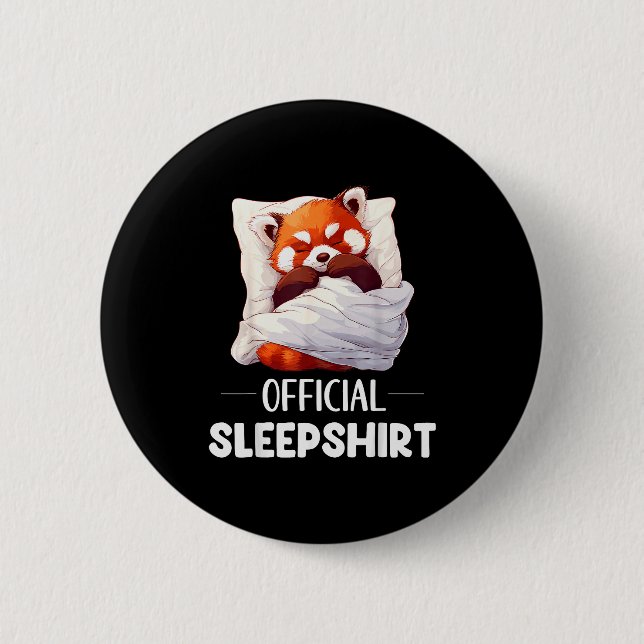 Sleepshirt Sleeng Red Panda Animal Lovers Pajama  2 Inch Round Button (Front)
