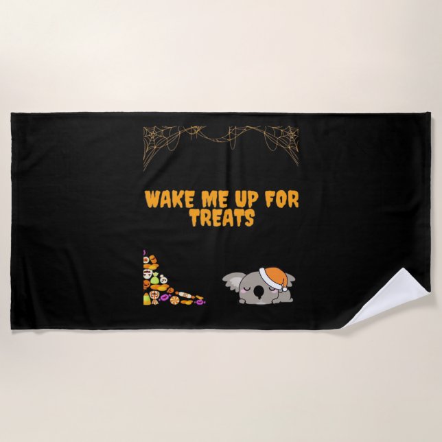 Sleepy animal ready for Halloween treats! Classic  Beach Towel (Front)
