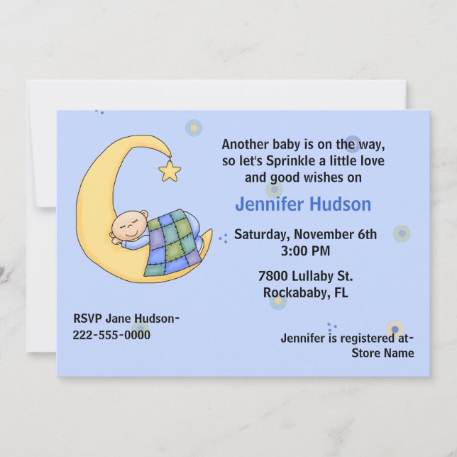 Sleepy Baby Boy Sprinkle Shower Invitation (Front)