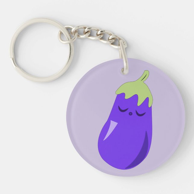 Sleepy Baby Eggplant keychain (Front)