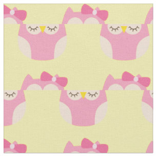 Sleepy Baby Girl Owls Cute Nursery Decor Fabric