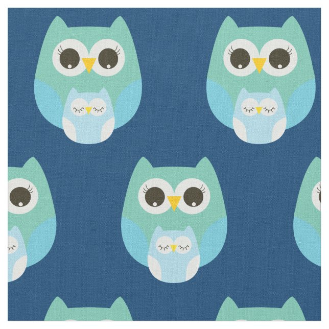 Sleepy Baby Owls Cute Nursery Decor Fabric (Close Up)