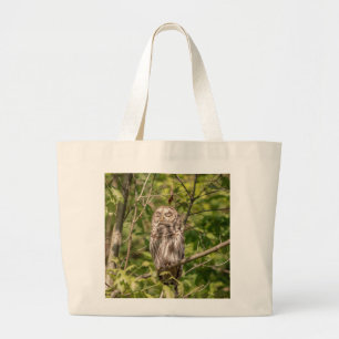 Sleepy Barred Owl Large Tote Bag