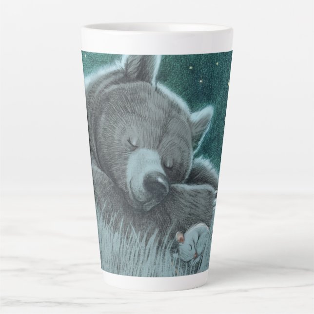 Sleepy Bear and mouse Latte Mug (Front)