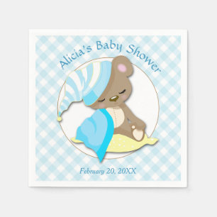 Sleepy Bear Boy Baby Shower Napkin