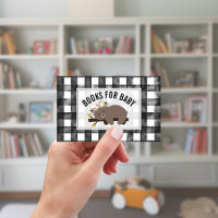 Sleepy Bear Cub Gingham Baby Shower Book Request