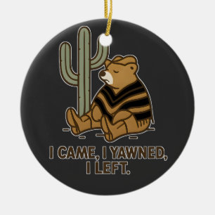 Sleepy Bear Desert Humour Illustration Ceramic Ornament