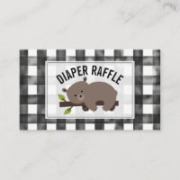 Sleepy Bear Gingham Baby Shower Diaper Raffle