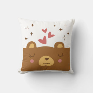Sleepy Bear Love Throw Pillow