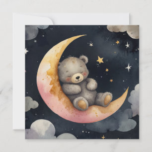 Sleepy Bear on the Moon  Invitation