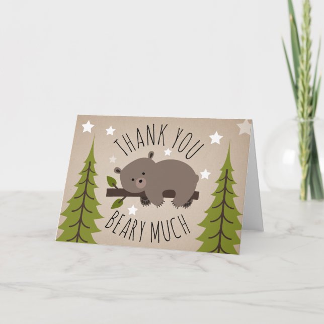 Sleepy Bear Thank You Stars Card (Front)