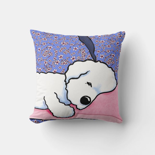 Sleepy Bichon Throw Pillow (Front)