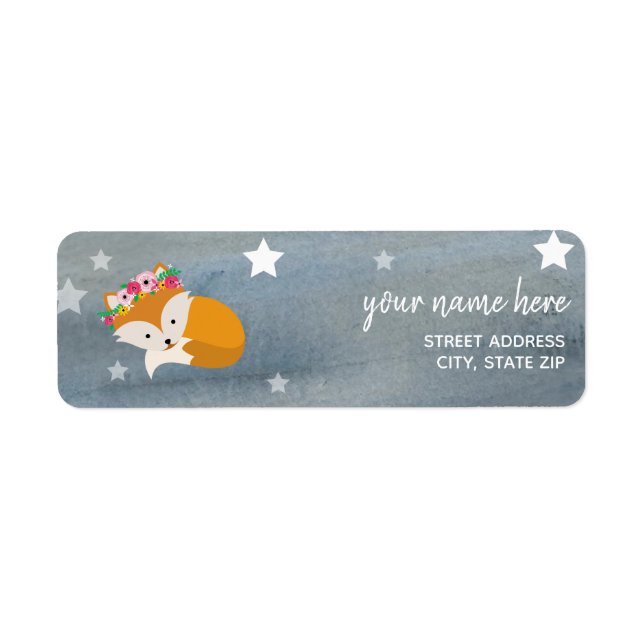 Sleepy Boho Fox Stars Baby shower aquarelle (Devant)