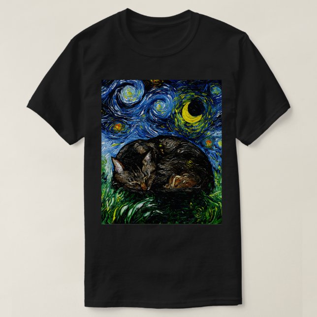 Sleepy Brown Tabby Night T-Shirt (Design Front)