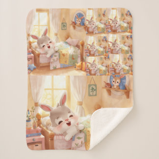 "Sleepy Bunny Kids Blanket – Cozy Repeated Rabbit