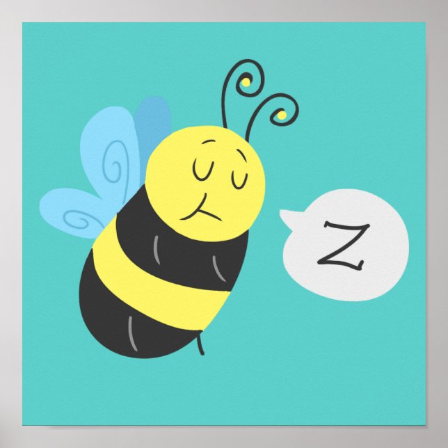 Sleepy Cartoon Bumblebee Poster (Front)
