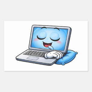Sleepy Cartoon Laptop Character Sticker