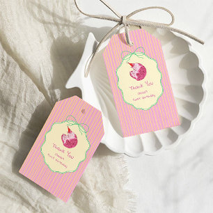 Sleepy Cat 1st Birthday Yellow Stripes Gift Tags