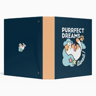 Sleepy Cat Hugging Star – Purrfect Dreams Cute Cat Binder
