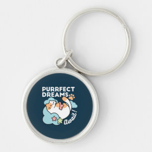 Sleepy Cat Hugging Star – Purrfect Dreams Cute Cat Keychain