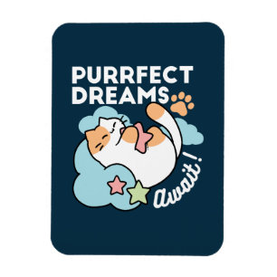 Sleepy Cat Hugging Star – Purrfect Dreams Cute Cat Magnet