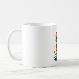 Sleepy Cat on Books Illustration Coffee Mug