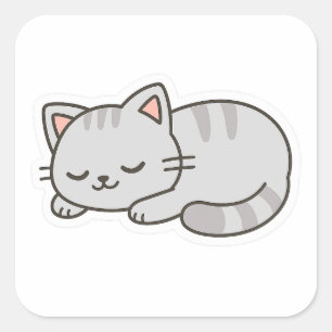 Sleepy Cat PNG Sticker – Cute Transparent Cat