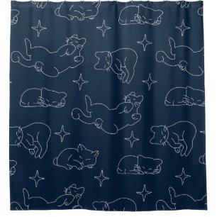Sleepy Cat Shower Curtain – Cozy Cat Pattern