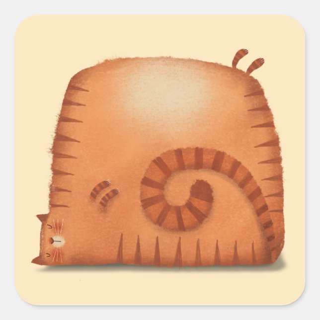 Sleepy Cat Square Sticker (Front)