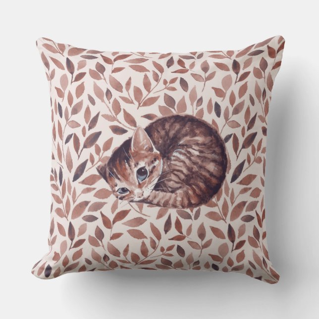 Sleepy cat throw pillow (Front)